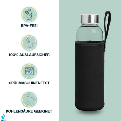 Schwarz PureSpin Frost – Stilvolle Glasflasche für deinen Alltag