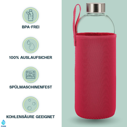 Rot PureSpin Frost – Stilvolle Glasflasche für deinen Alltag