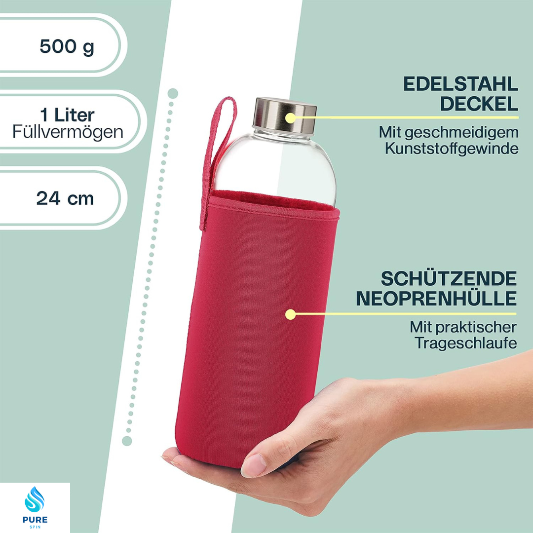 Rot PureSpin Frost – Stilvolle Glasflasche für deinen Alltag