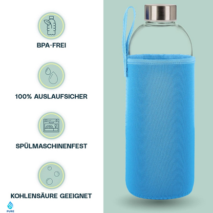 Babyblau PureSpin Frost – Stilvolle Glasflasche für deinen Alltag